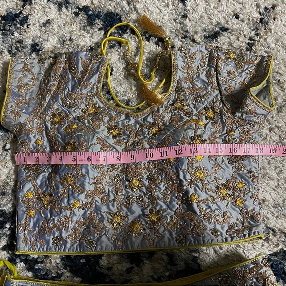 Yellow and Grey Lehenga - Picture 4 of 6